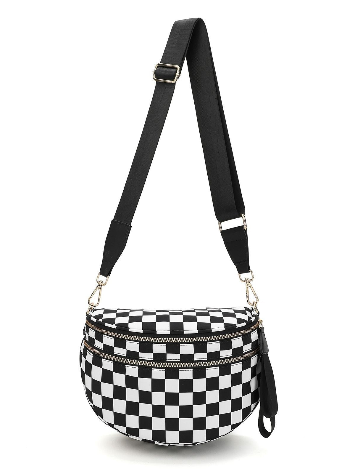 Everyday Crossbody Bag, Black White Checkered - SNO