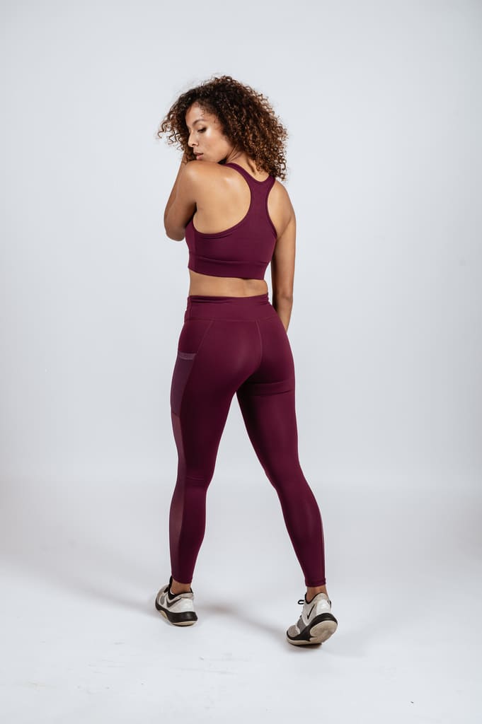 Nike Yoga Dri-FIT lurex tape 7/8 high-waisted leggings in burgundy | ASOS